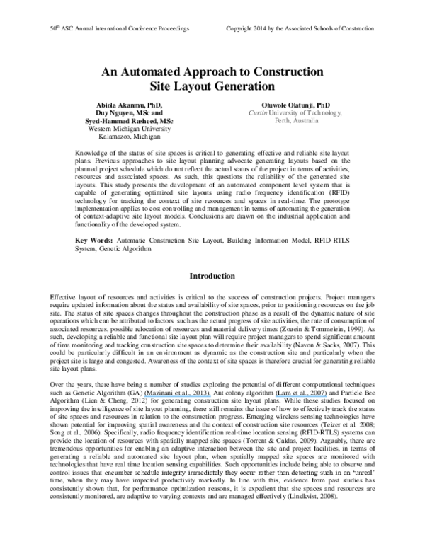 (PDF) An Automated Approach to Construction Site Layout Generation