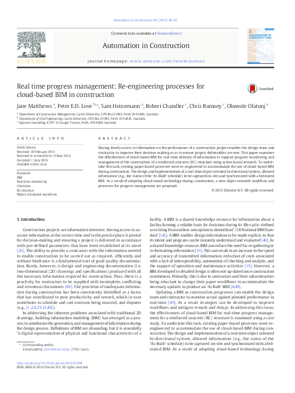 (PDF) Real time progress management: Re-engineering processes for cloud ...