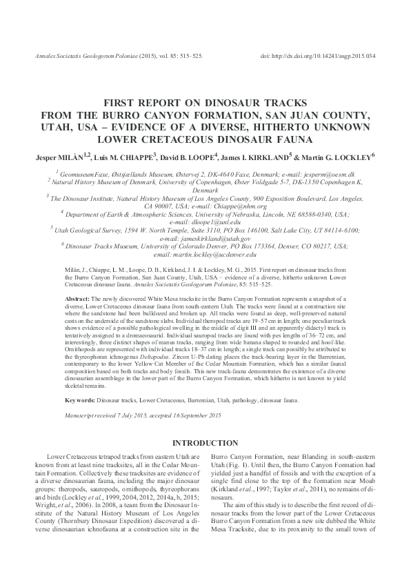 PDF) First report on dinosaur tracks from the Burro Canyon