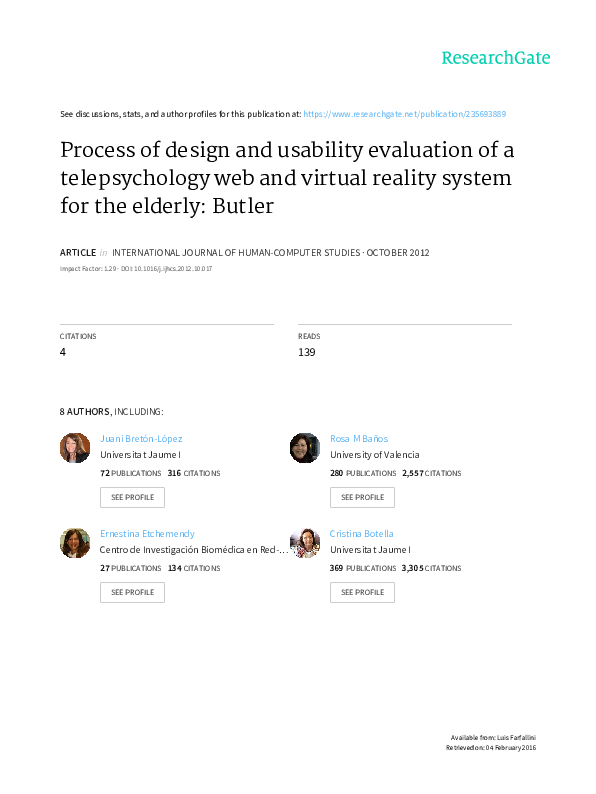(PDF) Process of design and usability evaluation of a telepsychology ...