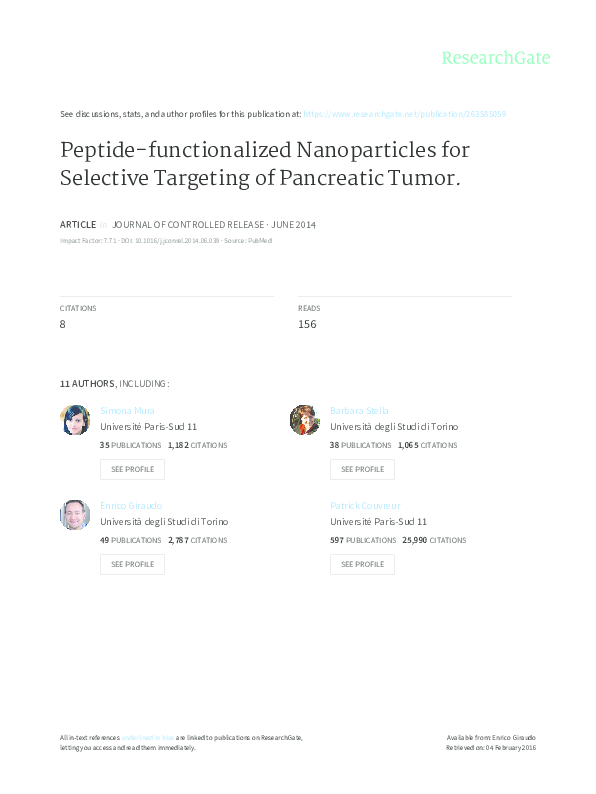 (PDF) Peptide-functionalized nanoparticles for selective targeting of ...