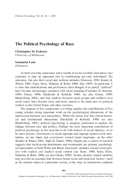 (PDF) The Political Psychology of Race