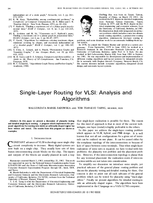 (PDF) SingleLayer Routing for VLSI Analysis and Algorithms