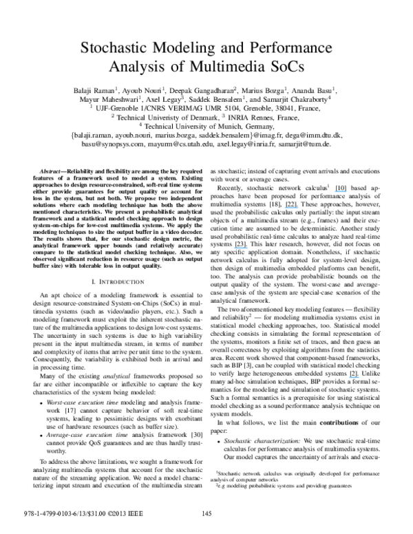 (PDF) Stochastic modeling and performance analysis of multimedia SoCs