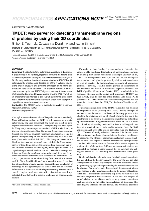 (PDF) TMDET: web server for detecting transmembrane regions of proteins ...
