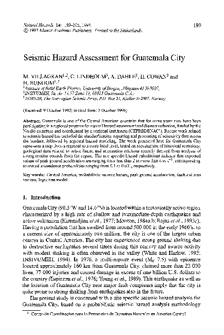 (PDF) Seismic hazard assessment for Guatemala City