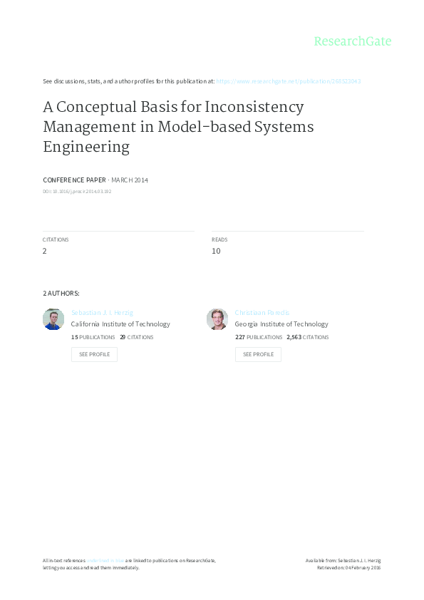 (PDF) A Conceptual Basis for Inconsistency Management in Model-based ...