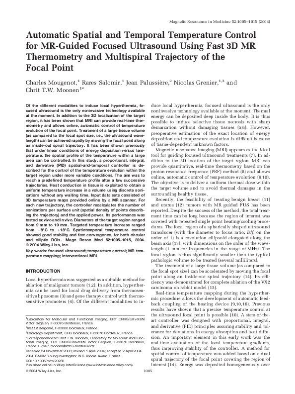 (PDF) Automatic spatial and temporal temperature control for MR-guided ...