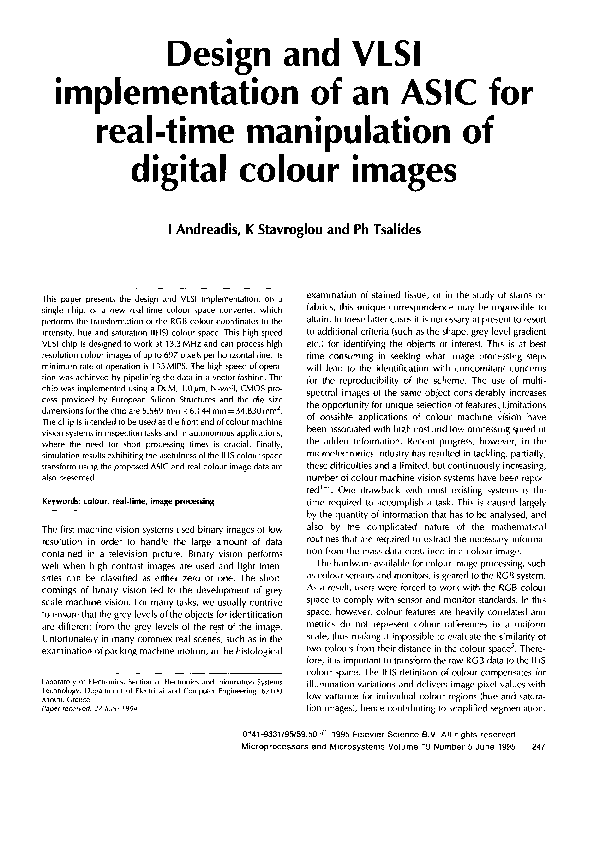 (PDF) Design and VLSI implementation of an ASIC for real-time ...