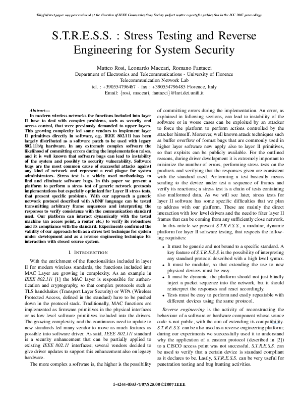 (PDF) S.T.R.E.S.S. : Stress Testing and Reverse Engineering for System ...