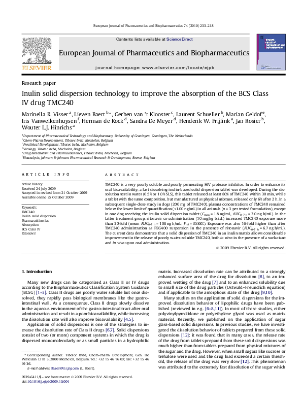 (PDF) Inulin solid dispersion technology to improve the absorption of ...