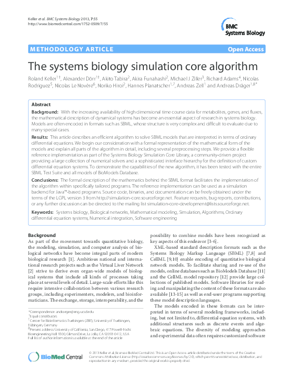 (PDF) The systems biology simulation core algorithm