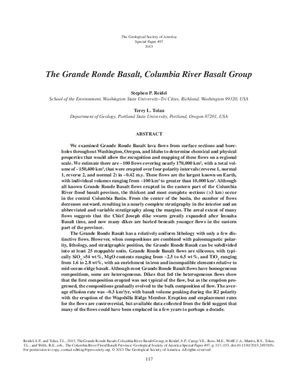 (PDF) The Grande Ronde Basalt, Columbia River Basalt Group ...