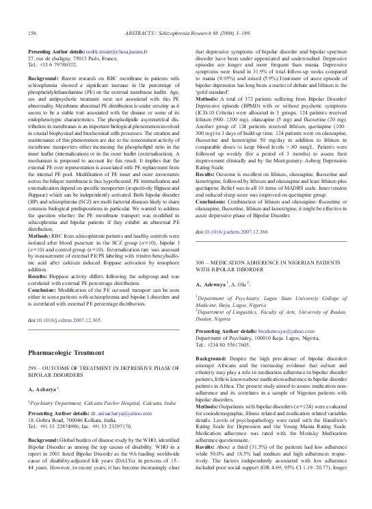 Pdf 300 Medication Adherence In Nigerian Patients With Bipolar Disorder A Adewuya Academia Edu