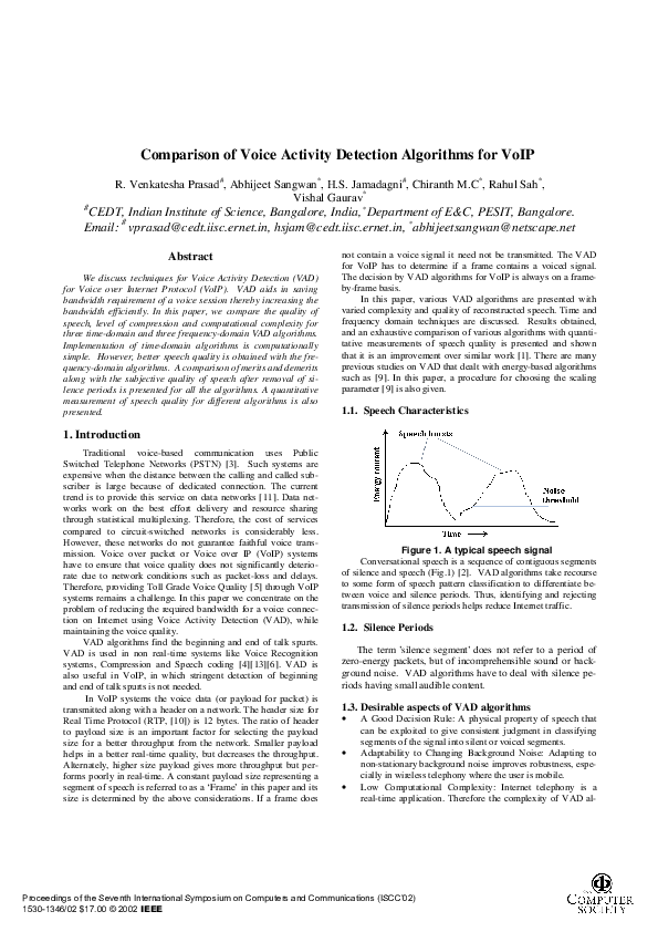 (PDF) Comparison of voice activity detection algorithms for wireless ...