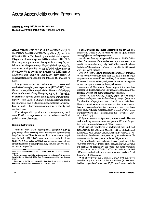 (PDF) Acute appendicitis during pregnancy