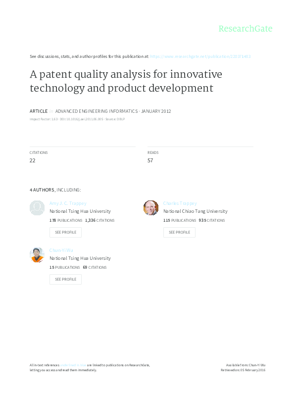 (PDF) A patent quality analysis for innovative technology and product ...
