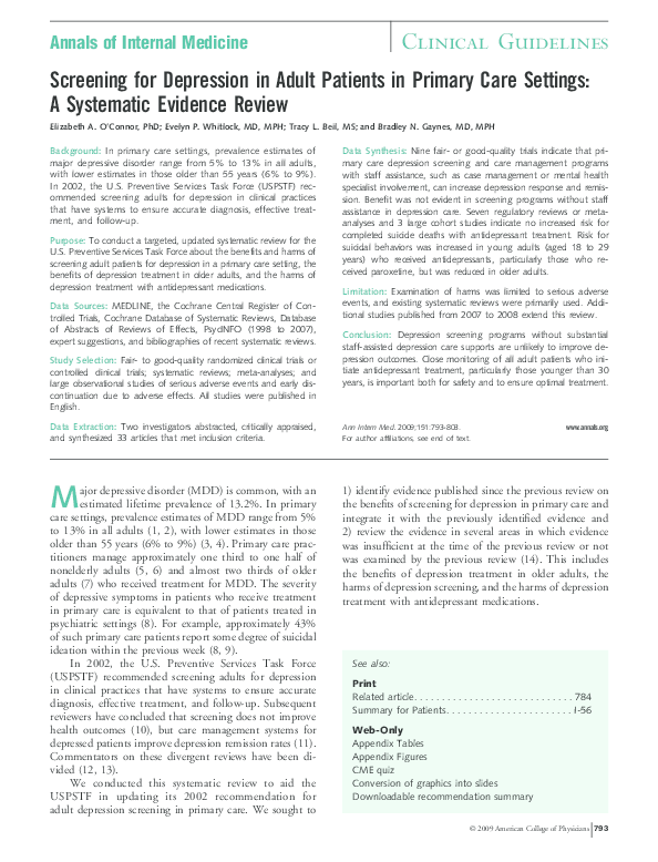 (PDF) Screening for Depression in Adult Patients in Primary Care ...