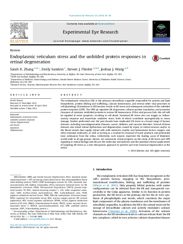 (PDF) Endoplasmic Reticulum Stress and the Unfolded Protein Responses ...