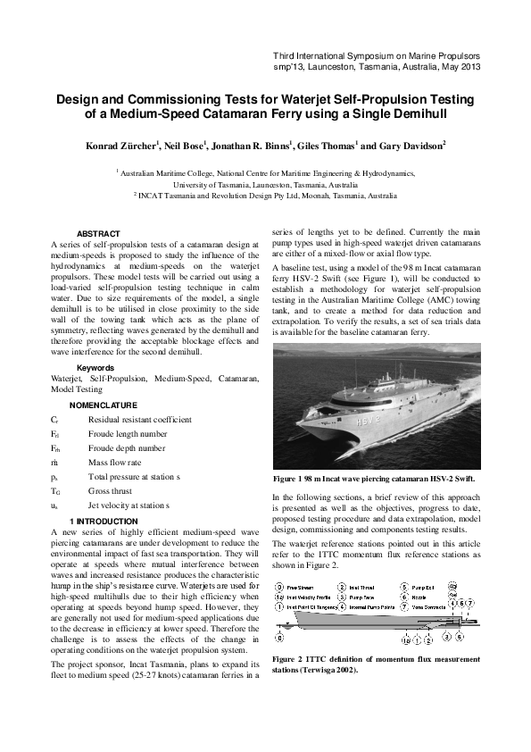 (PDF) Design and Commissioning Tests for Waterjet Self-Propulsion ...