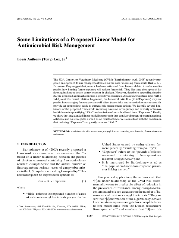 (PDF) Some Limitations of a Proposed Linear Model for Antimicrobial ...