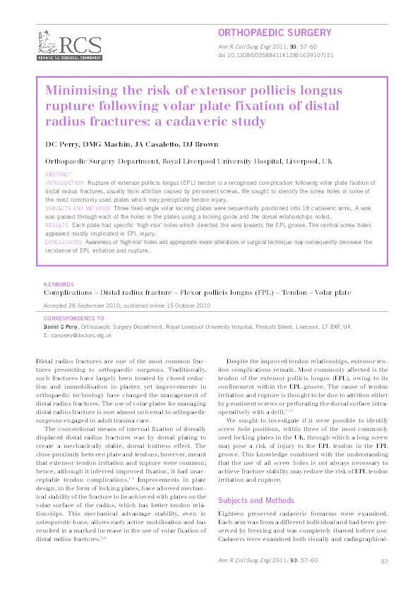 (PDF) Comment on: Minimising the risk of extensor pollicis longus ...