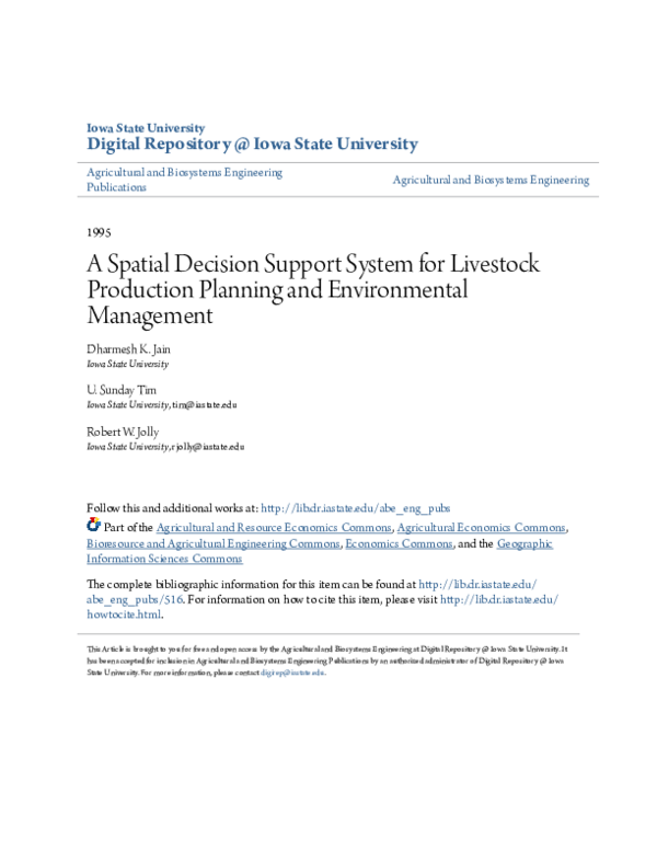 (PDF) A Spatial Decision Support System for Livestock Production ...