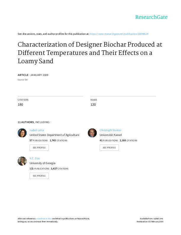 (PDF) CHARACTERIZATION OF DESIGNER BIOCHAR PRODUCED AT DIFFERENT ...