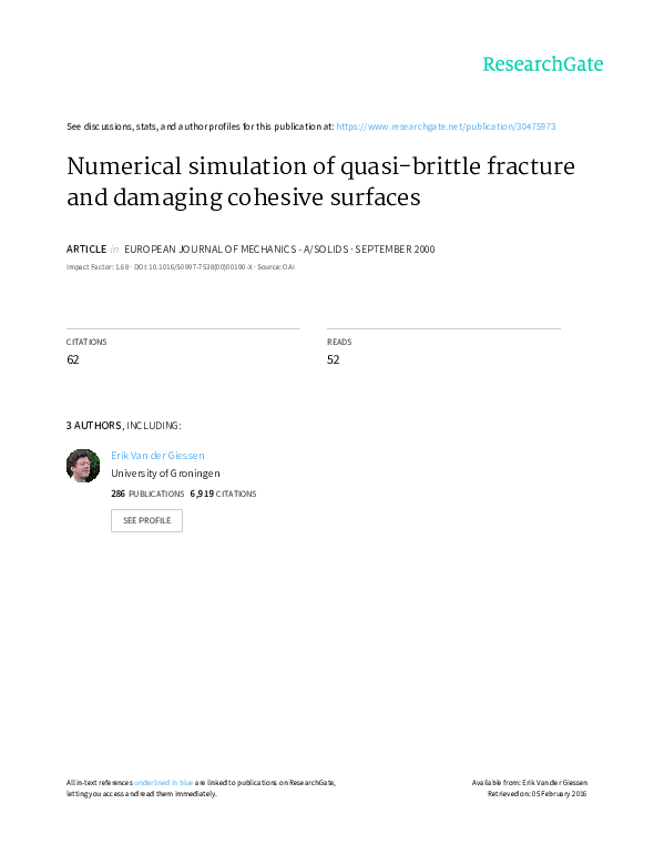 (PDF) Numerical simulation of quasibrittle fracture using damaging