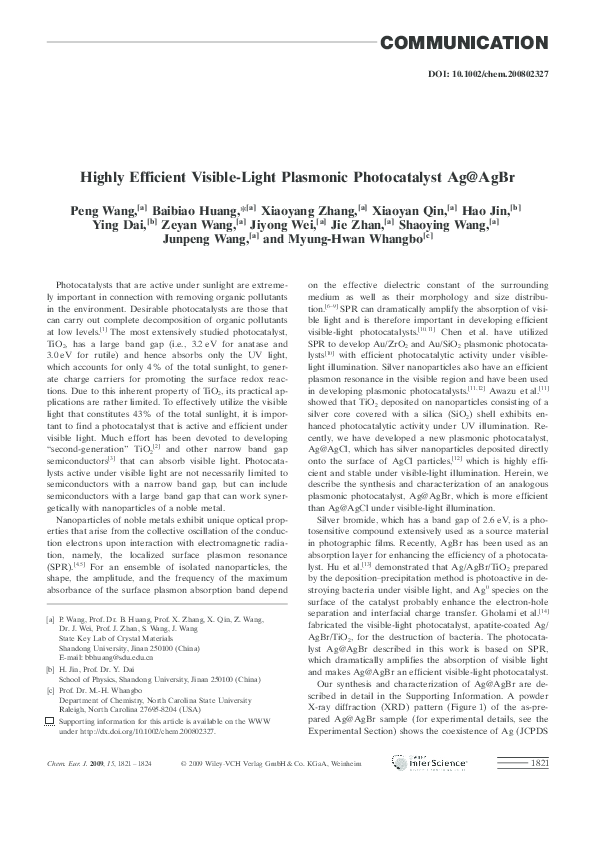 (PDF) Highly Efficient Visible Light Plasmonic Photocatalyst Ag@Ag(Br,I)