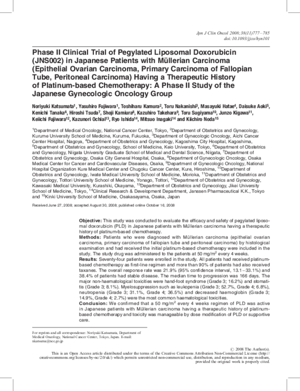 (PDF) Phase II Clinical Trial of Pegylated Liposomal Doxorubicin ...