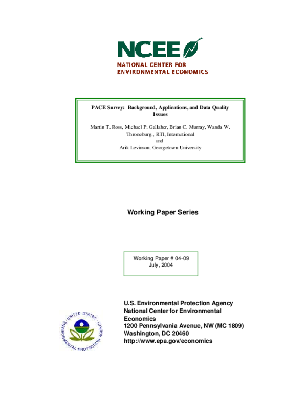 (PDF) PACE Survey: Background, applications, and data quality issues