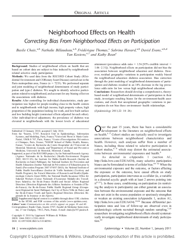 (PDF) Neighborhood Effects on Health