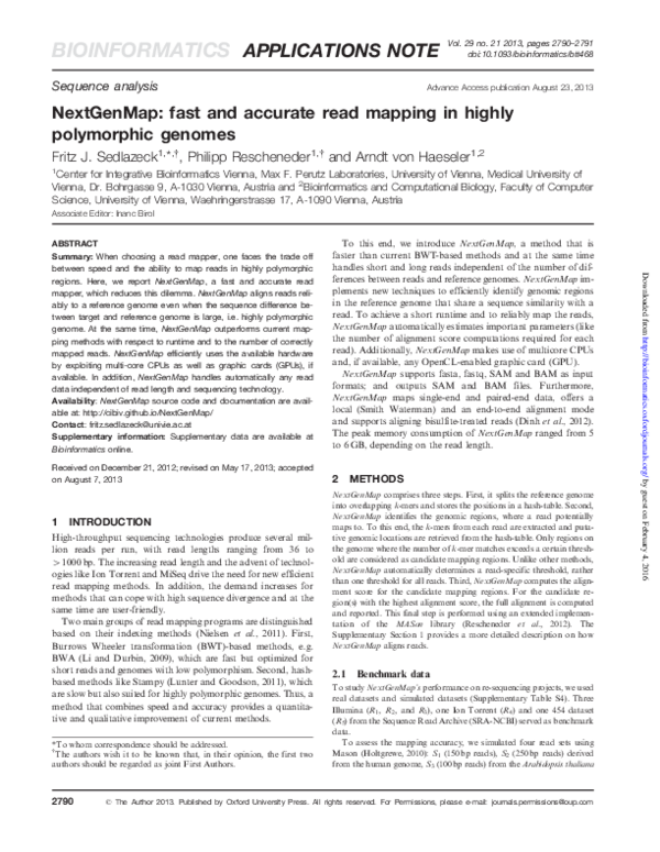 (PDF) NextGenMap: fast and accurate read mapping in highly polymorphic ...