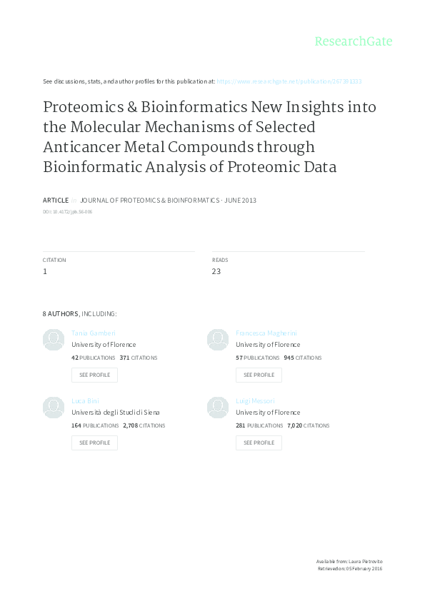 (PDF) New insights into the molecular mechanisms of selected anticancer ...