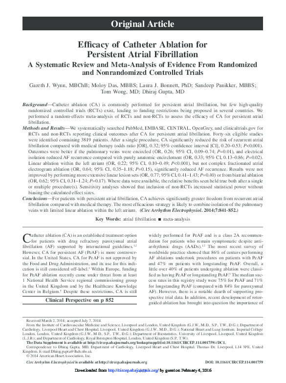 (PDF) Efficacy of Catheter Ablation for Persistent Atrial Fibrillation ...