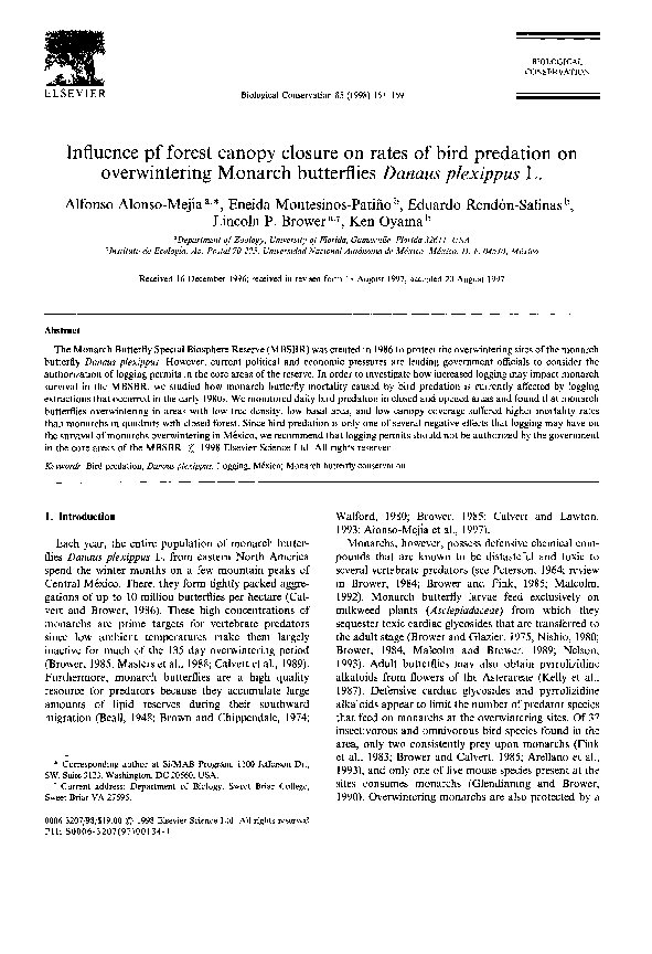 (PDF) Influence pf forest canopy closure on rates of bird predation on ...