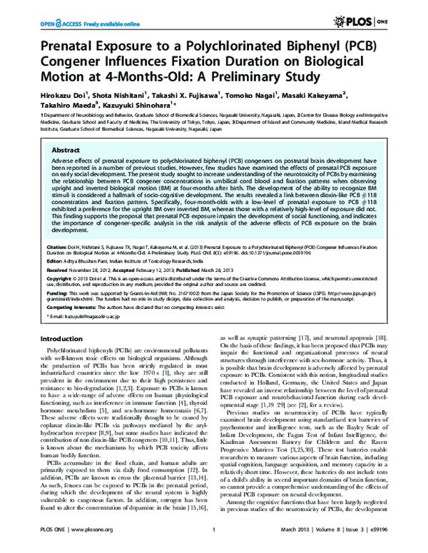 (PDF) Prenatal Exposure to Polychlorinated Biphenyls and Postnatal ...