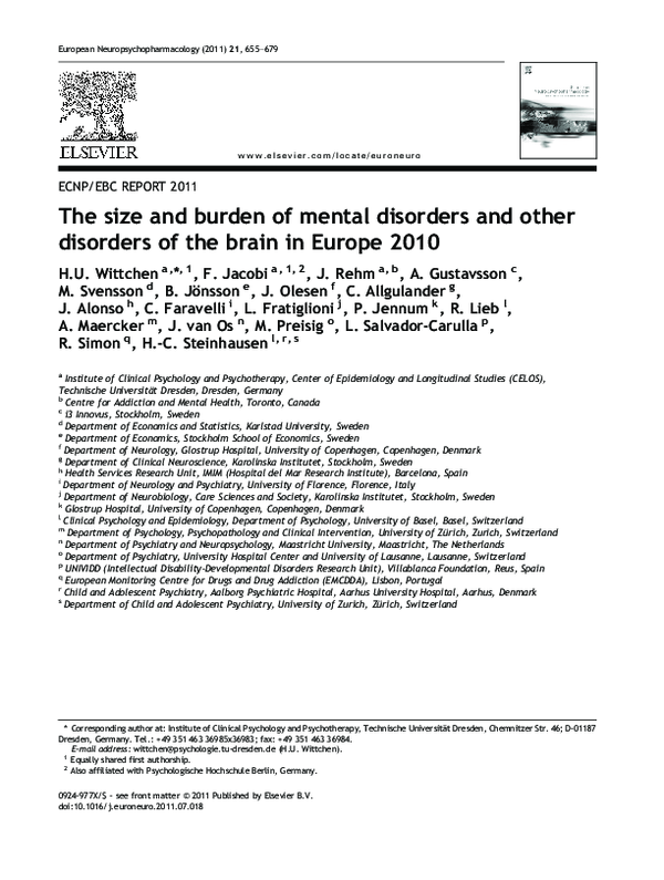 (PDF) The size and burden of mental disorders and other disorders of ...