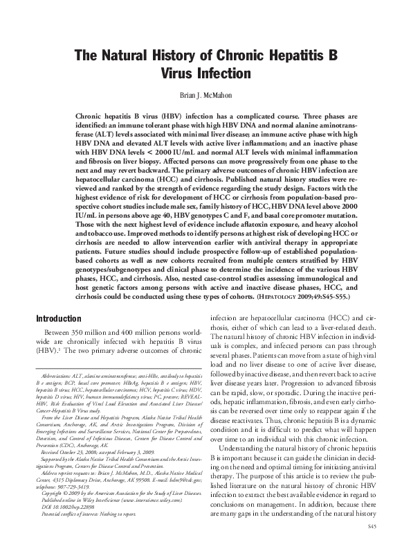 (PDF) Natural history of chronic hepatitis B virus infection