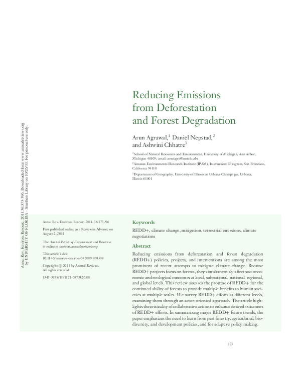 (PDF) Reducing emissions from deforestation and forest degradation in ...