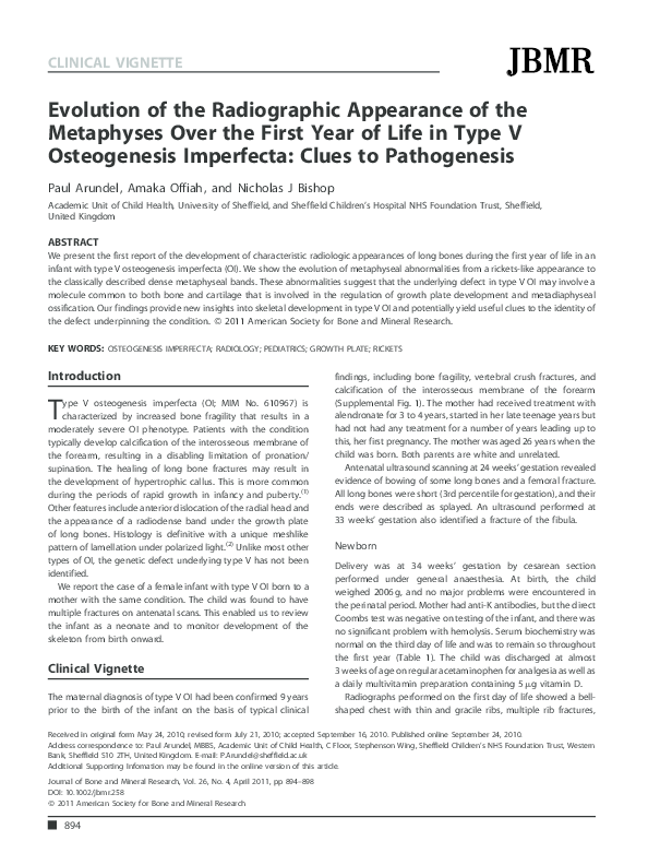 (PDF) Evolution of the radiographic appearance of the metaphyses over ...