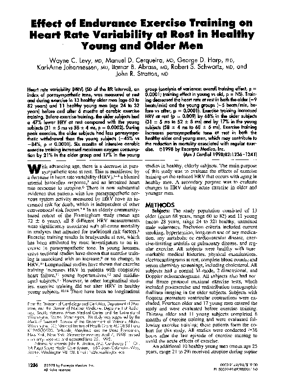 (PDF) Effect of endurance exercise training on heart rate onset and ...