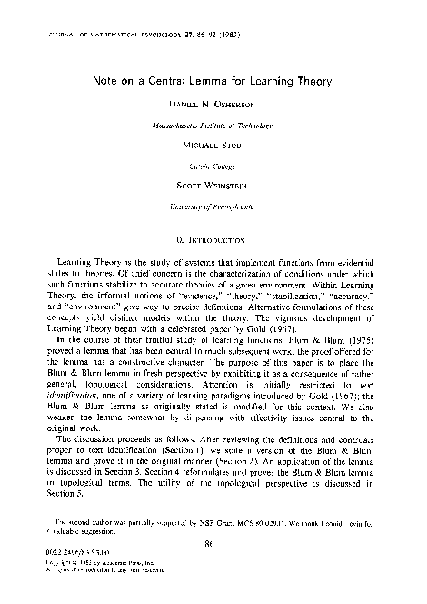 (PDF) Note on a central lemma for learning theory