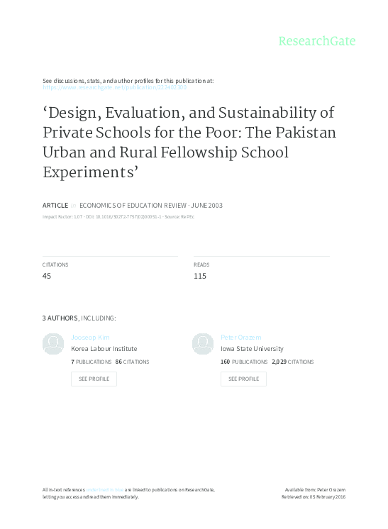  PDF Design Evaluation And Sustainability Of Private Schools For The