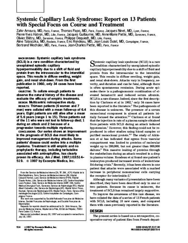 (PDF) Systemic Capillary Leak Syndrome