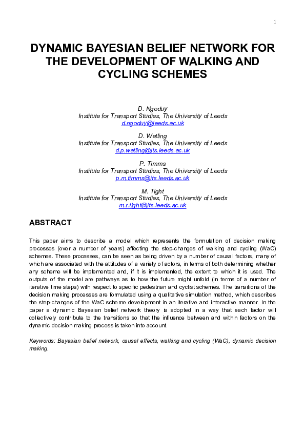 (PDF) Dynamic Bayesian belief network to model the development of ...
