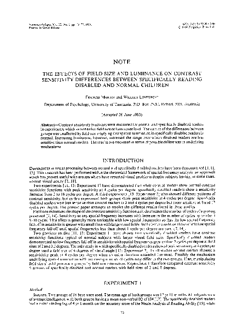 (PDF) The effects of field size and luminance on contrast sensitivity ...