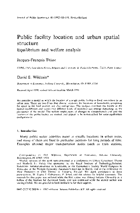 (PDF) Public facility location and urban spatial structure