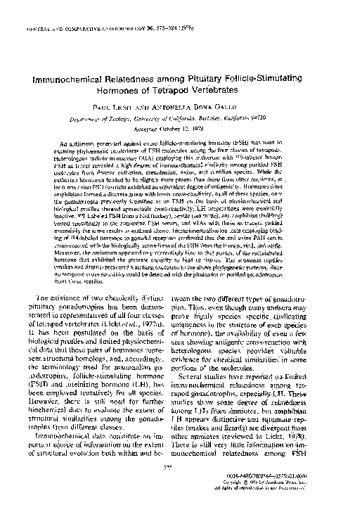 (PDF) Immunochemical relatedness among pituitary follicle-stimulating ...